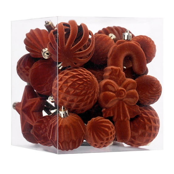 HengDidi 28-Piece Flocked Christmas Ball Ornaments Set - Assorted Shape Tree Decor for Holiday Displays, Festive Wreaths and Seasonal Home Collection