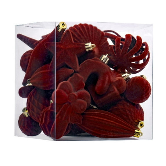 HengDidi 28-Piece Flocked Christmas Ball Ornaments Set - Assorted Shape Tree Decor for Holiday Displays, Festive Wreaths and Seasonal Home Collection