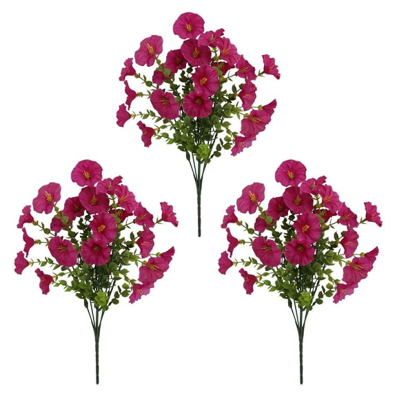 HengDidi 3-Pack Realistic Artificial Morning Glory Blooms - Vibrant Silk Flower Arrangement for Patio & Garden Enhancements - Weatherproof Outdoor Decor Set