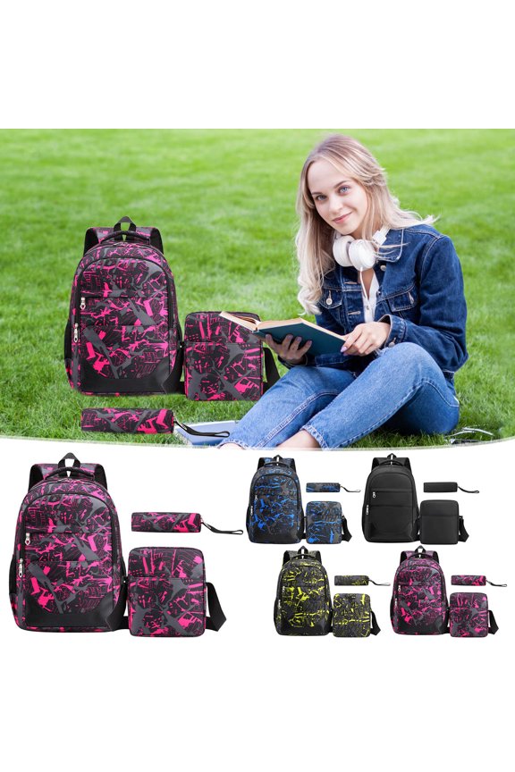 3-Piece Convertible Travel Backpack Set - Unisex Large Capacity Campus Daypack with Detachable Pouches, Water-Resistant Polyester for Commute & Outdoor Adventures