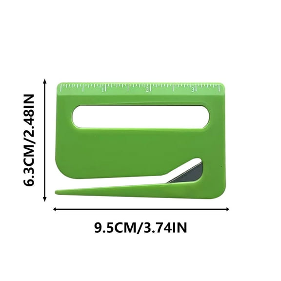 HengDidi 3-in-1 Letter Opener with Magnifier & Ruler - Multi-Functional Envelope Cutter Tool for Office & Home Use, Durable Mail Opener with Measurement Scale (Green)