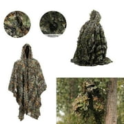 HengDidi 3D Leafy Camo Poncho Camoflage Woodland Cape Lightweight Ghillie Suit for Men, Ghillie Hood for Hunting Bird Watching Military Training Outdoor Airsoft Wildlife Photography