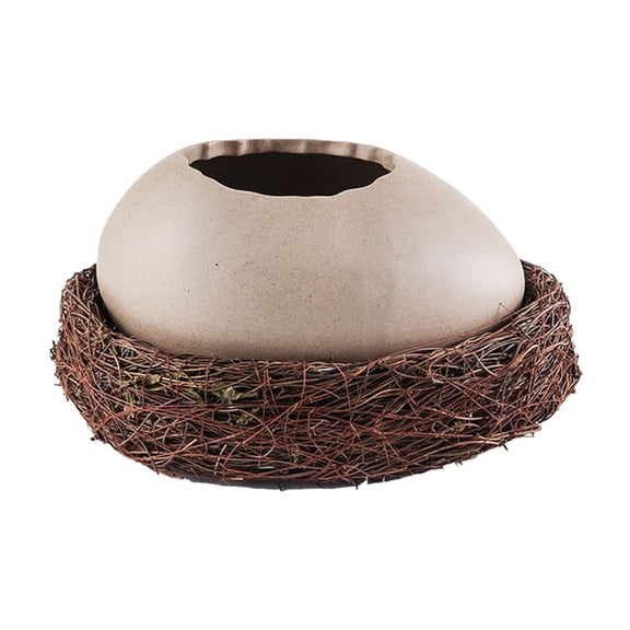 HengDidi 3in Small Cute Creative Bird'S Nest Decorations Dessert Bowl Eggshell Ostrich Egg Shaped Ceramic Bowl Cold Drink Barbecue Restaurant Tableware