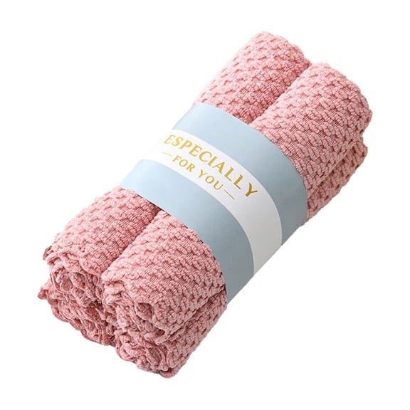 HengDidi 4-Pack Ultra-Absorbent Kitchen Cleaning Cloths, Streak-Free Microfiber Towels for Countertops, Dishes, Glass with Scrubbing Texture