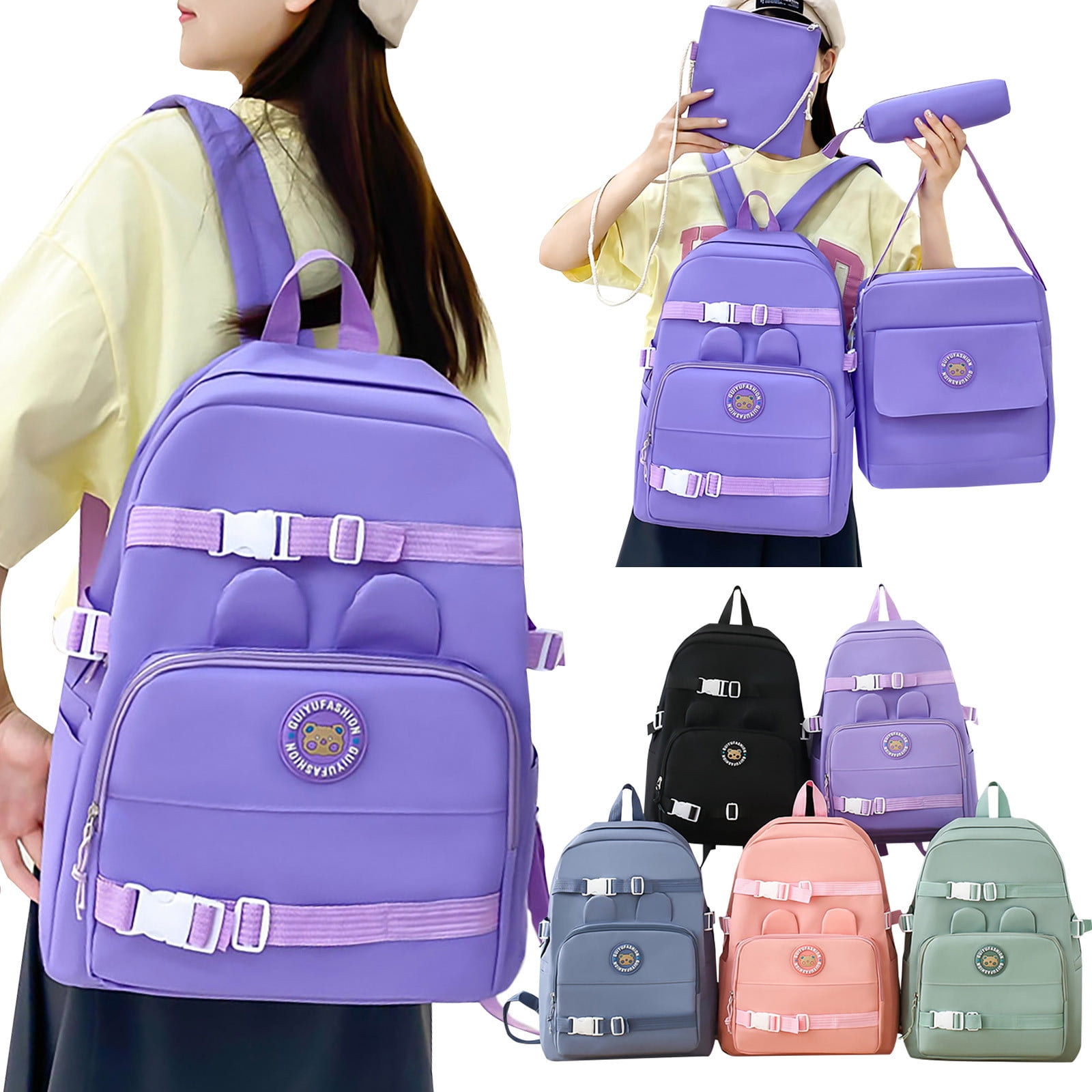 HengDidi 4-Piece Canvas Travel Backpack Set - Large Capacity Carry-On with Laptop Sleeve for Campus, Commute, Airplane Trips (Includes Tote, Pencil Case & Organizer) - Walmart.com HengDidi 4-Piece Canvas Travel Backpack Set - Large Capacity Carry-On with Laptop Sleeve for Campus, Commute, Airplane Trips (Includes Tote, Pencil Case & Organizer) - Walmart.com