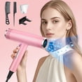 thumbnail image 1 of HengDidi 400W Ionic Hair Dryer with Hot Comb and Stand, Travel-Size Portable Design, Multi-Temperature Settings and Low Noise Motor for Home Styling, 1 of 8