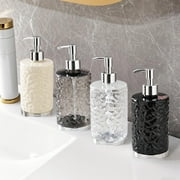 HengDidi 420ml Modern Hand Soap Dispenser Bottle, Refillable Liquid Soap Pump for Bathroom & Kitchen, Durable Plastic with Round Ripple Design, Clear/Black/White/Gray
