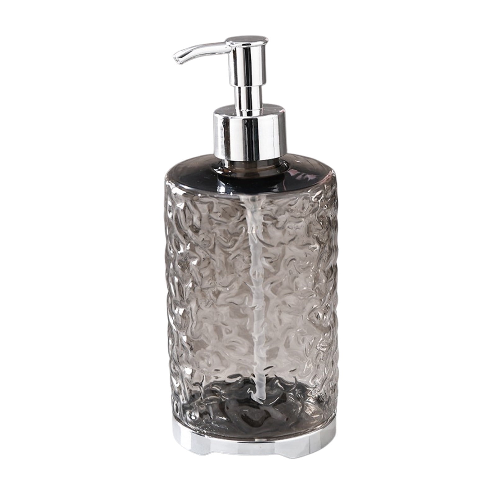 HengDidi 420ml Modern Hand Soap Dispenser Bottle, Refillable Liquid Soap Pump for Bathroom & Kitchen, Durable Plastic with Round Ripple Design, Clear/Black/White/Gray