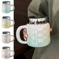 thumbnail image 1 of HengDidi 450ml Ceramic Mug with Lid, Beautiful Coffee Cup for Home Office, Sturdy Handle Design, Durable and Stylish in Multiple Colors, 1 of 7