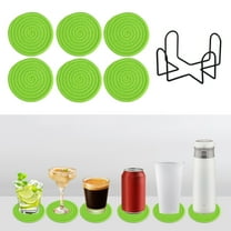 HengDidi 6-Pack Round Braided Cotton Trivets with Storage Stand, Heat-Resistant Non-Slip Coasters for Hot Dishes, Bowls, Pots, Kitchen Countertop and Dining Table Protector (Natural, Multi-Color)