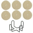 thumbnail image 1 of HengDidi 6-Piece Woven Yarn Placemat Set with Storage Holder, Round Non-Slip Heat Resistant Table Insulation Pads for Kitchen Counter and Dining, Durable Home Decor Coasters Ideal as Hostess Gift, 1 of 6