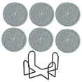 thumbnail image 1 of HengDidi 6-Piece Woven Yarn Placemat Set with Storage Holder, Round Non-Slip Heat Resistant Table Insulation Pads for Kitchen Counter and Dining, Durable Home Decor Coasters Ideal as Hostess Gift, 1 of 6