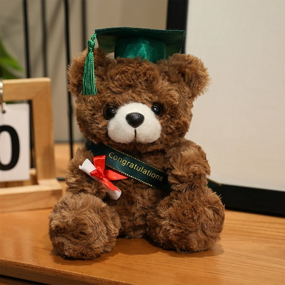HengDidi 7.1 Inch Graduation Bear Plush Hat Toy Decor Milestone Celebration Gift Campus Keepsake Living Room Accent