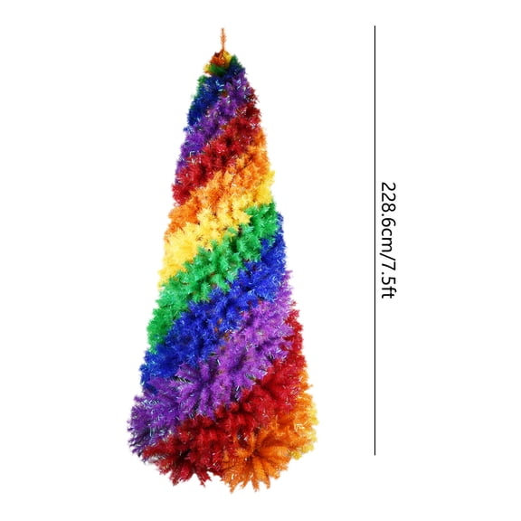 HengDidi 7.5ft Rainbow Gradient Artificial Christmas Tree with Spiral Whorl Design, Colorful Holiday Decoration, Full and Realistic Look for Living Room, Office, and Retail Display