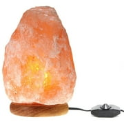 HengDidi 7 In Himalayan Salt Lamp with Dimmer Cord - Night Light Natural Crystal Rock Classic Wood Base Authentic