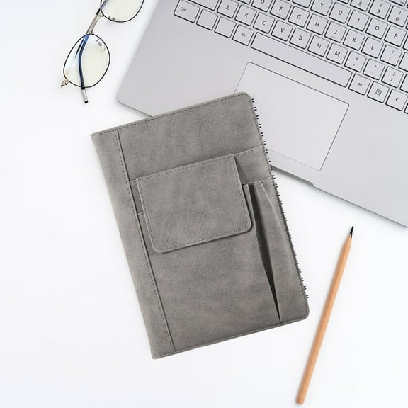 HengDidi A5 Notebook with Premium Faux Leather Cover - Thick No-Bleed Paper, Built-In Pen Slot & Expandable Pockets for Office, Meetings, or Campus Use (5 Colors)