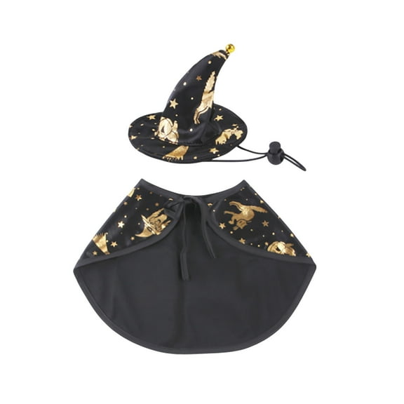 HengDidi Adjustable Pet Apparel Halloween Witch Cape Hat Set for Cats Dogs Halloween Carnival Party Animal Clothing Festival Accessory