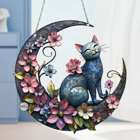 HengDidi Adorable 2D Cats Acrylic Hanging Ornament for Window and Wall Decor, Unique Decorative Pendant, Versatile Home Accent, Easy to Install, and Thoughtful Gift for Room Enhancement