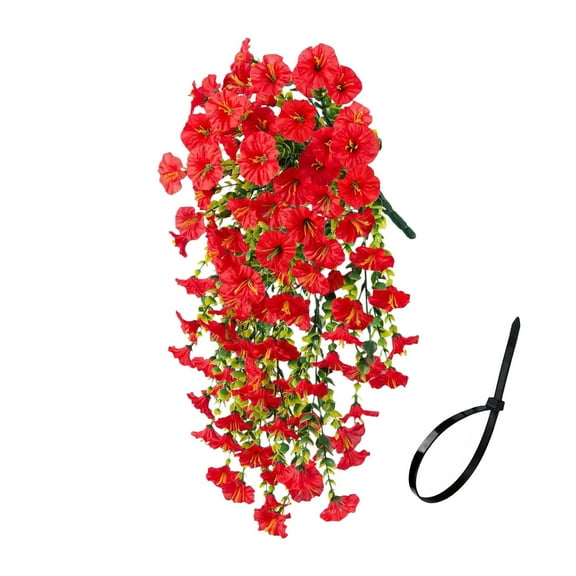 HengDidi Artificial Trumpet Flower Wall Hanging Decor with Vines for Home and Wedding, Fake Plants Bouquet Ceiling Ornament for Indoor Spaces