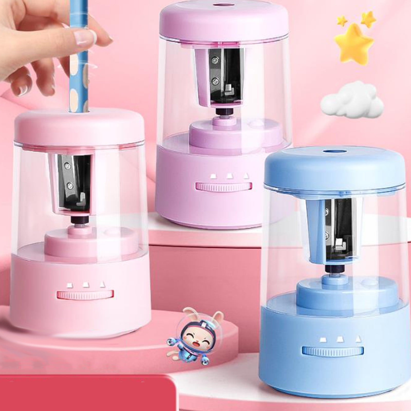 HengDidi Automatic Electric Pencil Sharpener with USB/Battery Charging, Upgraded Tungsten Steel Blade for All Pencil Sizes, Pressure-Activated Start