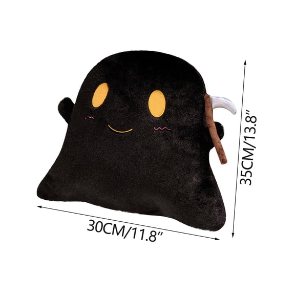 HengDidi Black Cute Halloween Ghost Theme Pillow with Scythe Accent in Soft Plush for Festive Atmosphere and Living Room Decor