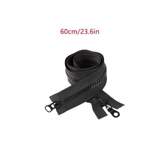 HengDidi Black Plastic Toothed Open End Zipper in 5 Sizes 20cm to 60cm, for Jackets, Coats, and Down Jackets, Durable Clothing Zipper for Sewing and Repair