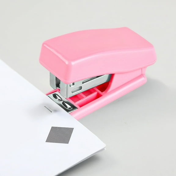 HengDidi Cartoon Mini Stapler Set Featuring Durable Metal Build and Easy Handling - Travel-Friendly Pocket Size Ideal for Campus Work or Home Organization - Multi-Color Options Pink Blue Green