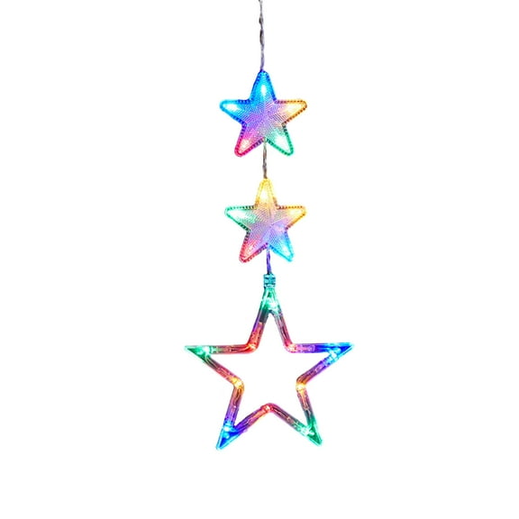 HengDidi Christmas Window Lights Decorations,Battery Powered Christmas Window Hanging White Lighted Five-Pointed Star Shaped LED Sucker Lamp for Xmas Tree Fireplace Window Indoor Outdoor Decor