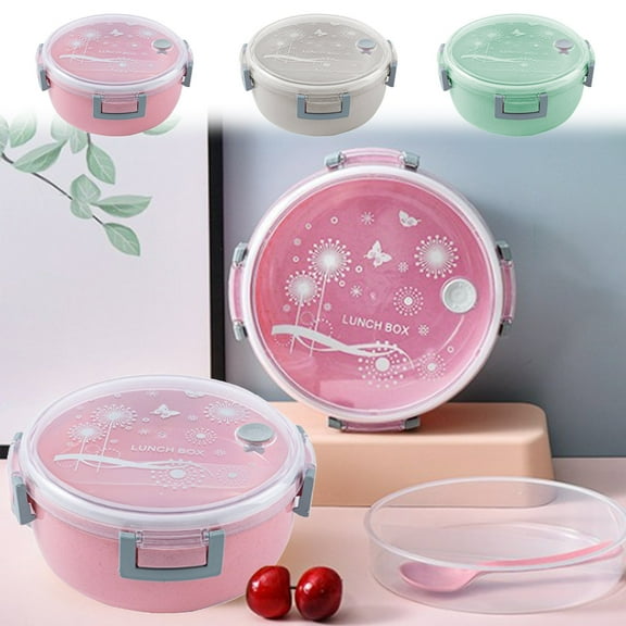 HengDidi Circular Multifunctional Barley Fiber Lunch Box Featuring Phone Holder - Microwave Safe, Durable, Fresh-Keeping Bento Container for Adult Professionals, Campus Life, and Daily Commute