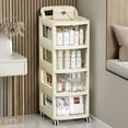 thumbnail image 1 of HengDidi Clear Plastic Multi-Level Rolling Storage Cart with Wheels, Adjustable Kitchen/Bathroom Organizer for Utensils & Snacks, Space-Efficient Mobile Cabinet, 1 of 6