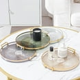 thumbnail image 1 of HengDidi Clear Round Serving Tray with Handles for Living Room, Durable Plastic Coffee Table Organizer, Multipurpose Decorative Tray for Tea Cups and Snacks, 1 of 7