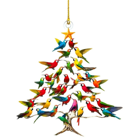 HengDidi Colorful Double Sided Hummingbird Ornament for Home Decor Christmas Tree Festival Gift Family Friend Decorative Hanging Piece Year Round Display