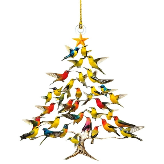 HengDidi Colorful Double Sided Hummingbird Ornament for Home Decor Christmas Tree Festival Gift Family Friend Decorative Hanging Piece Year Round Display