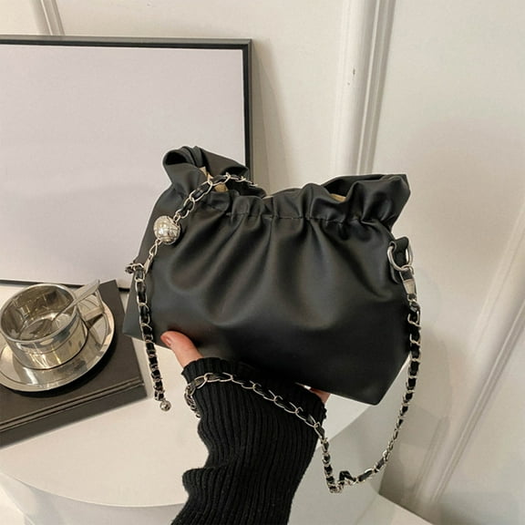 HengDidi Compact PU Leather Mini Crossbody Bag Women Shoulder Purse Essentials Carrier Adjustable Strap Portable Design 7.87x5.51x3.14in Black White Coffee