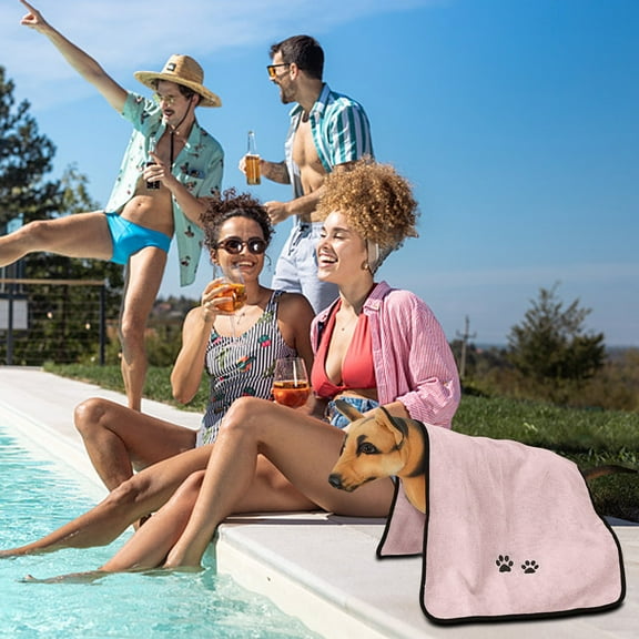 HengDidi Coral Fleece Pet Bath Towel for Dogs & Cats - Ultra Absorbent Quick-Dry Microfiber with Plush Thickened Design for Grooming/Bedding (Pink/Blue)