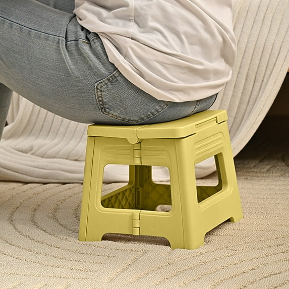 HengDidi Cream Style Solid Finish Lightweight Folding Stool for Modern Home Decor, Easy Fold Carry for Guests or Daily Activities, Comfortable Seat Solution