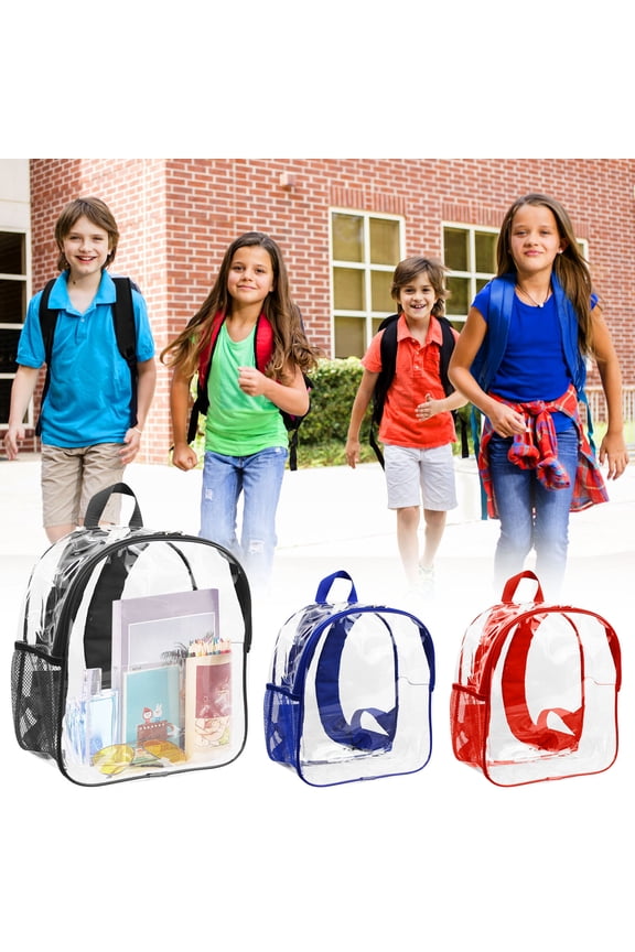 Crystal-Clear PVC Stadium Backpack for Concerts & Travel - Waterproof Lightweight Transparent Bag with Multi-Pocket Design (30x28x15cm)