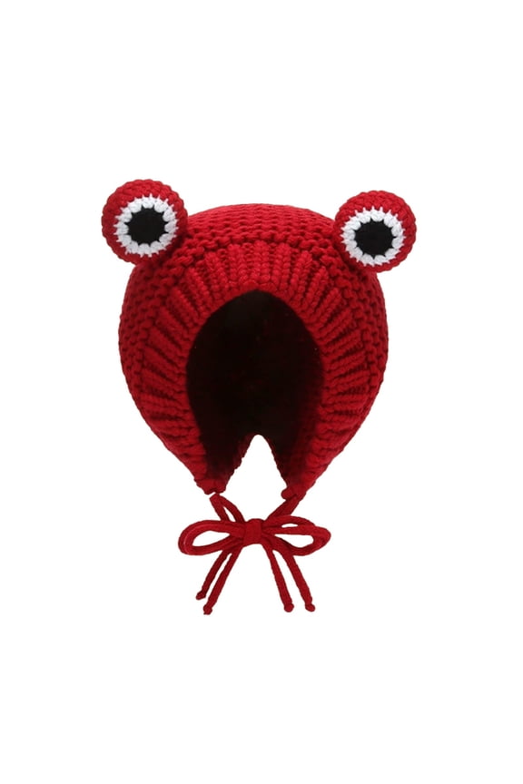 Cute Frogs Eye Knitted Adjustable Beanie Cap - Warm Outdoor Winter Hat for All Seasons, Durable Material, Stretchy Comfort Unisex , Gift for Festive Occasions