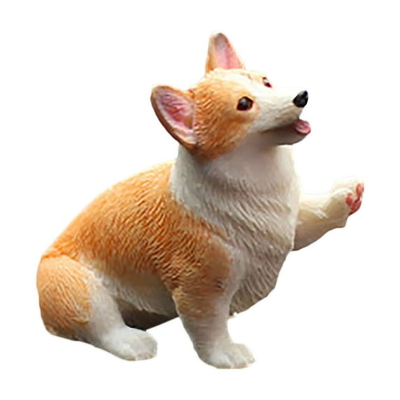 HengDidi Cute Miniature Corgi Dog Model Resin Decoration for Car Dashboard Home Office Desk Adorable Pet-themed Decor Gift Idea