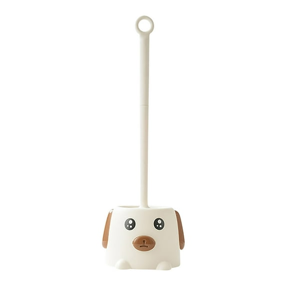 HengDidi Cute Puppy Design Toilet Brush Set with Wall-Mounted Base - Long Handle for Deep Cleaning, Non-Scratch Bristles & Drip-Free Storage, Bathroom Hygiene Essentials