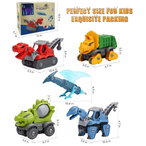 HengDidi Dinosaur Toys, Take Apart Dinosaur Toys, Educational Construction Building Sets with Electric Drill Storage Box - Birthday Gifts for Age 3 4 5 6 7 8 Year Old