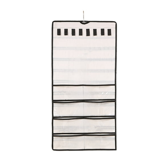 HengDidi Double-Sided Hanging Jewelry Organizer with 48 Transparent Pockets, 33.85x16.9 Inch Wall-Mounted Storage for Necklaces Earrings Rings, Space-Saving Closet Door Display with 360° Swivel Hooks