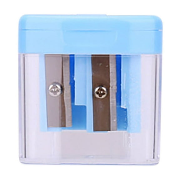 HengDidi Dual-Hole Oval Pencil Sharpeners 4-Pack with Clear Storage Case - Leak-Proof Manual Sharpeners for Office, Campus & Art Supplies (Assorted Colors, Carbon Steel Blade)