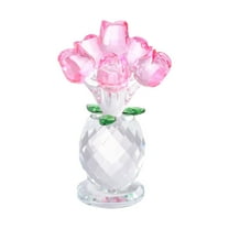 HengDidi Elegant Crystal Rose Glass Bud Vase Ornament for Home Decor, Valentine's Day Gift, Anniversary, Wedding Centerpiece - Romantic, Durable, Versatile Decor