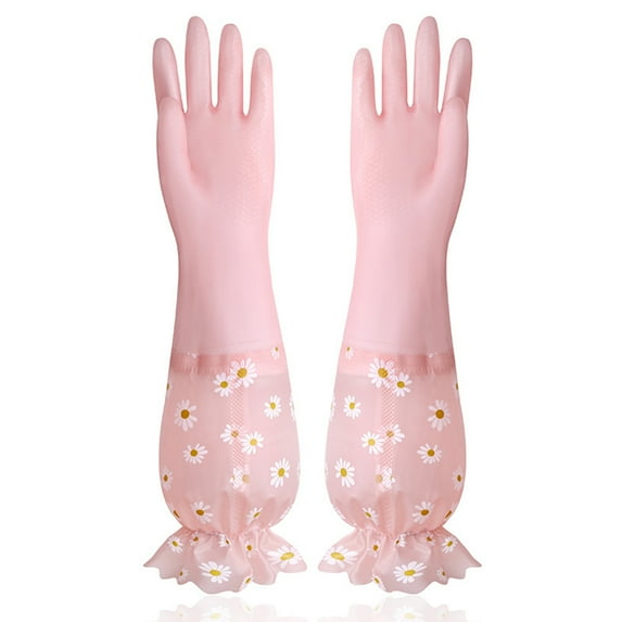 HengDidi Elegant Long Rubber Dishwashing Gloves for Household Kitchen Cleaning Hand Protection with Comfort Grip Stylish Design Reusable for Laundry