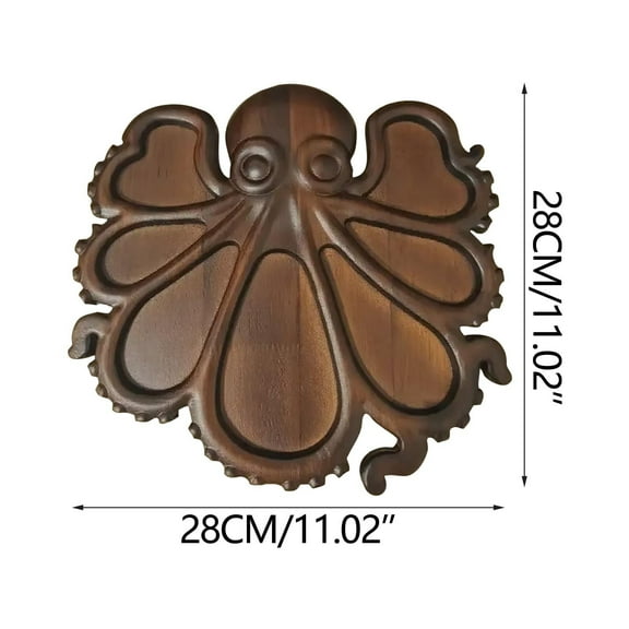 HengDidi Elegant Redwood Octopus Theme Wooden Serving Platter for Cold Cuts Cheese Snacks Charcuterie Appetizer Board Party Picnic Kitchen Entertaining Decor