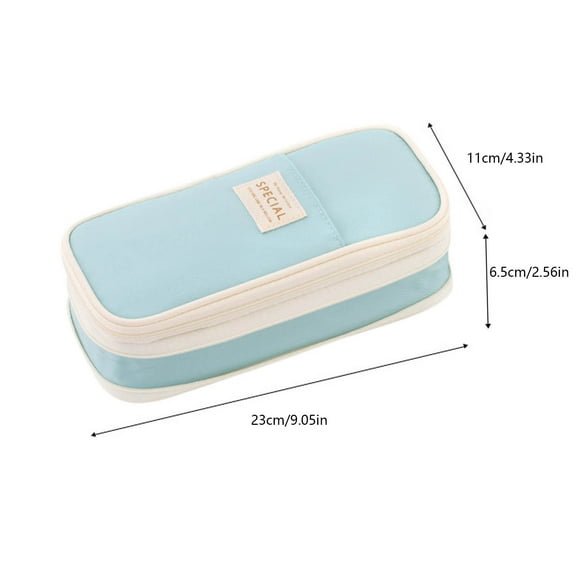 HengDidi Expandable Large Capacity Pencil Case with Double Window - Durable Oxford Cloth Stationery Organizer for Pens, Office, Travel, and Makeup Storage Washable Bag