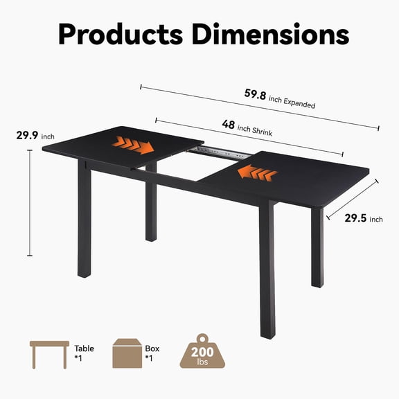 HengDidi Extendable Dining Table for 4 to 8 People Expandable Table Space Saving Kitchen Table with Easy Assembly Modern Design Wood and Synthetic Wood Construction for Dining Room Home Office Small
