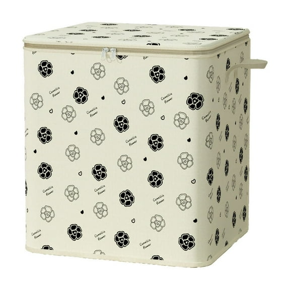 HengDidi Extra Large Foldable Storage Bag Organizer 70x60x50cm Heavy Duty Non-Woven Moving Box with Handles for Clothes Quilt Packing (Beige)