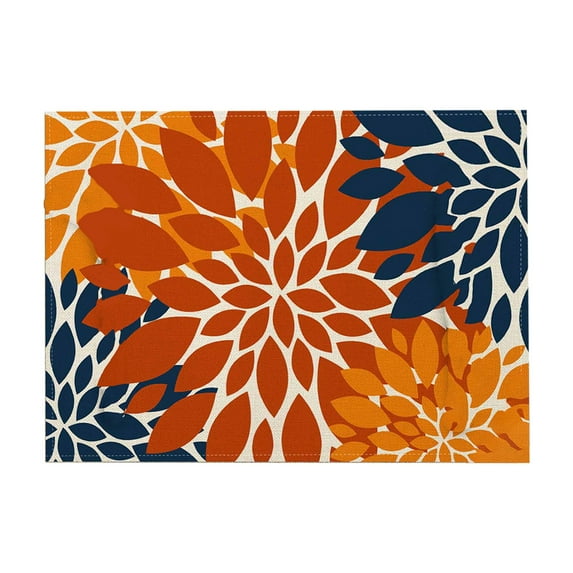 HengDidi Flax Heat-Resistant Placemats Double-Sided Stitching Colorful Printing Non-Fade Table Protectors Holiday Dining Decor Kitchen Restaurant Mats